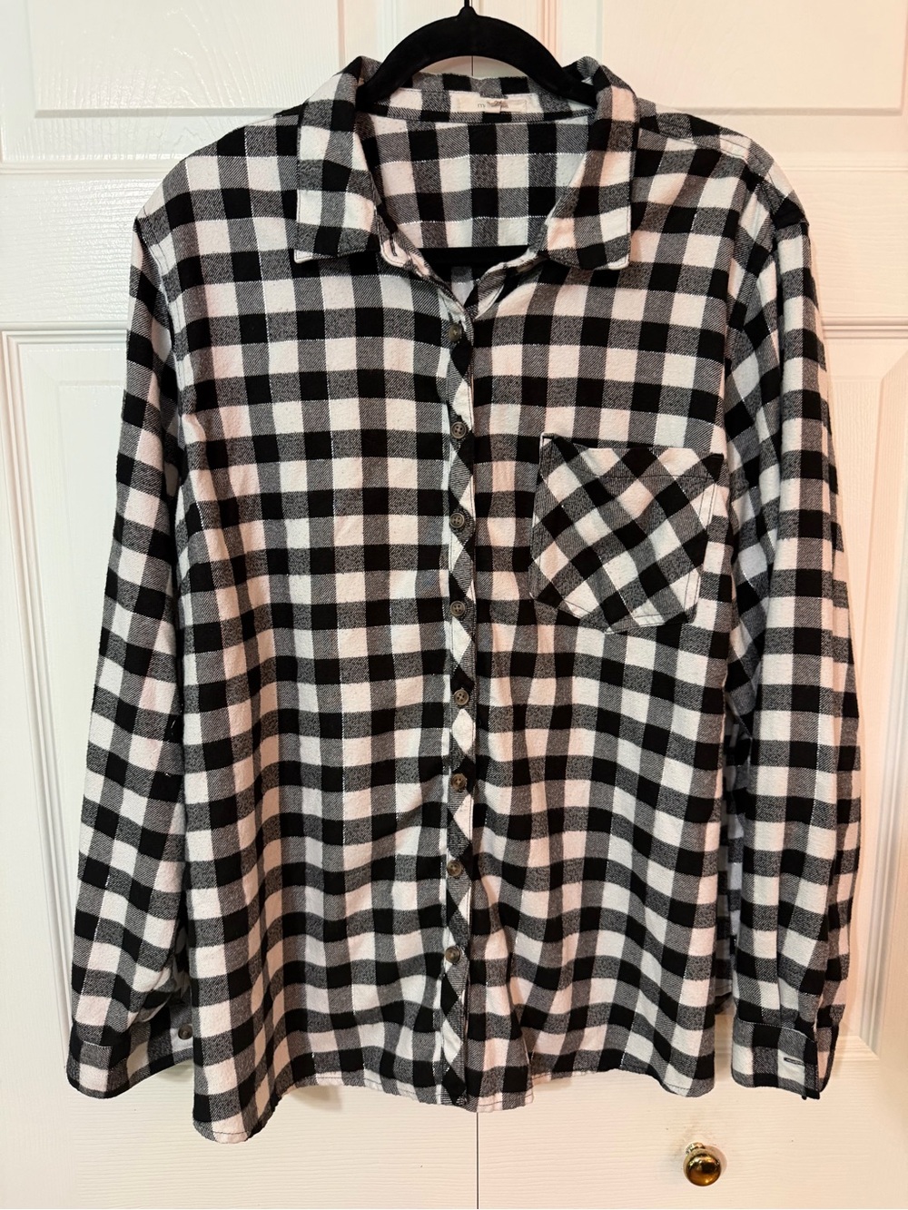 Maurices Black and White Buffalo Check Button-Down Shirt